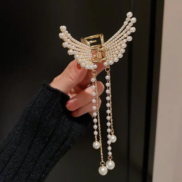 Sensual Chain Fringed Shark Clip Fashionable Temperament Hair Accessories Goldpearl - Shop at LoveMi