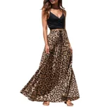 Women's Fashion Gold Velvet A-Line Long Skirt - Khaki