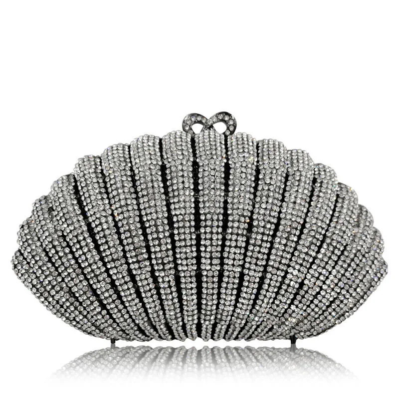 Diamond Crystal Banquet Bag Shell Clutch Scalloped 4Color - Shop at LoveMi