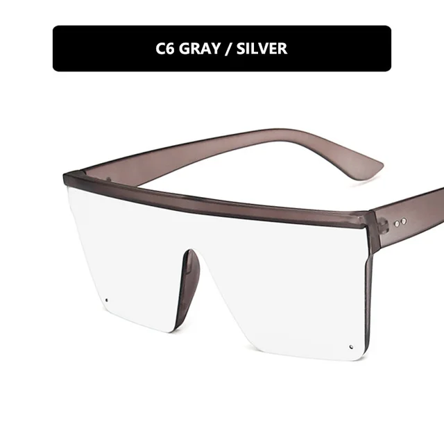 Retro Trend Large Frame Conjoined Sunshade Glasses Elephant Grey Mercury - Shop at LoveMi