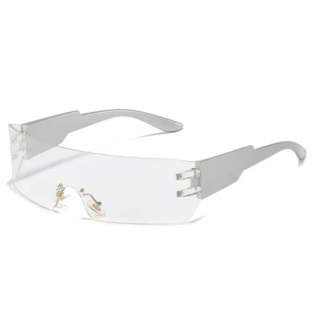 New Rimless Trendy Colorful Reflective Sunglasses Silver Feet Transparent Film - Shop at LoveMi