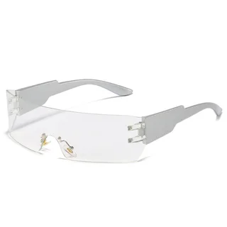 New Rimless Trendy Colorful Reflective Sunglasses - Silver Feet Transparent Film
