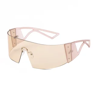 Men's Frameless One Piece Goggles Outdoor Sunglasses - Champagne Slices