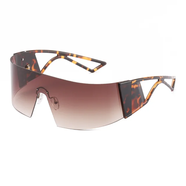 Men's Frameless One Piece Goggles Outdoor Sunglasses Douhua Double Tea - Shop at LoveMi