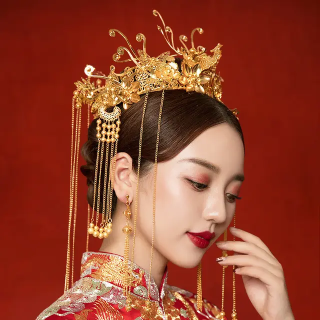 Headdress Wedding He Clothing Hair Accessories Antique Hair Crown Gold Ear Clip - Shop at LoveMi