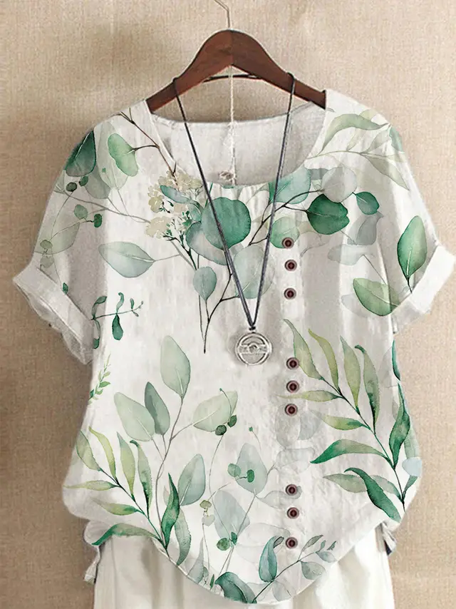 Retro Fashion Printed Loose Casual Short Sleeve T-Shirt Women - Money Leaf10