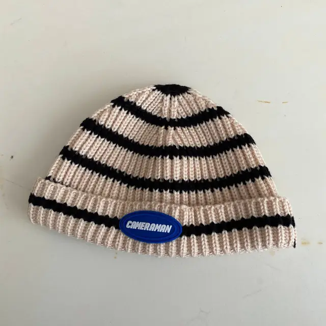 Women's Retro Fashion Versatile Striped Knit Hat Khaki - Shop at LoveMi