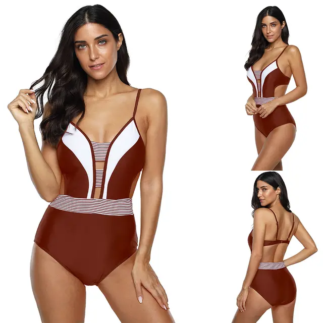 European And American Plus Size One piece Swimsuit Multi color Red - Shop at LoveMi