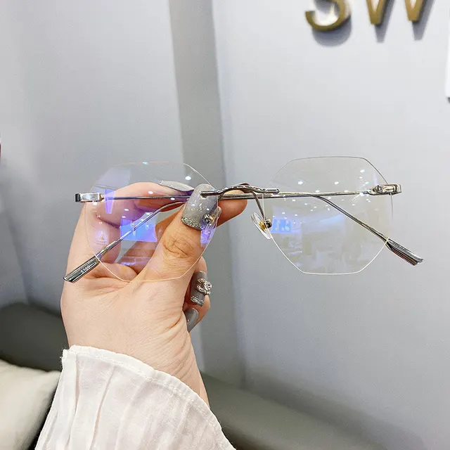 Rimless anti blue glasses frame Silver - Shop at LoveMi