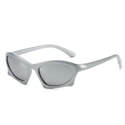 Women's New Modern Retro Geometric Sunglasses Silver Frame White Mercury - Shop at LoveMi