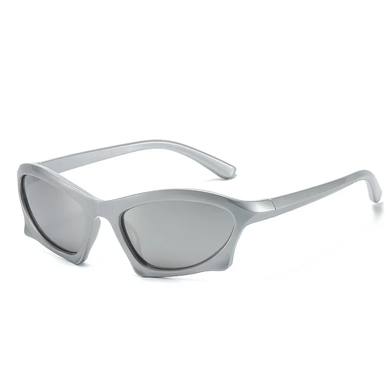 Women's New Modern Retro Geometric Sunglasses - Silver Frame White Mercury