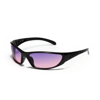 New Colorful Hollow Futuristic Tech Sunglasses - Black Frame Gradient Purple