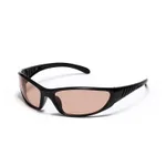 New Colorful Hollow Futuristic Tech Sunglasses - Black Frame Light Brown Film