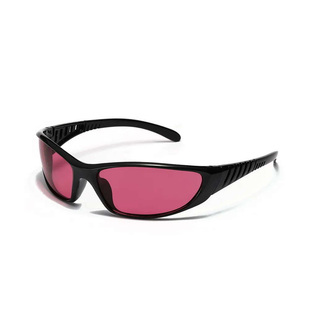 New Colourful Hollow Futuristic Tech Sunglasses - Black Frame Purple Film