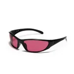 New Colorful Hollow Futuristic Tech Sunglasses - Black Frame Purple Film