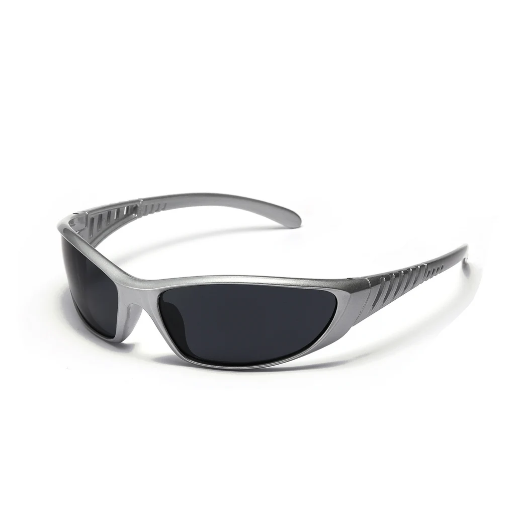 New Colourful Hollow Futuristic Tech Sunglasses - Matt Silver