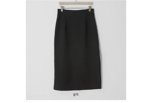Solid Color High Waist Slit Skirt Black - Shop at LoveMi