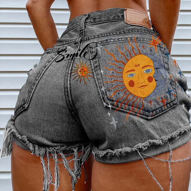 Women's Casual Fashion Vintage Denim Shorts Grey - Shop at LoveMi