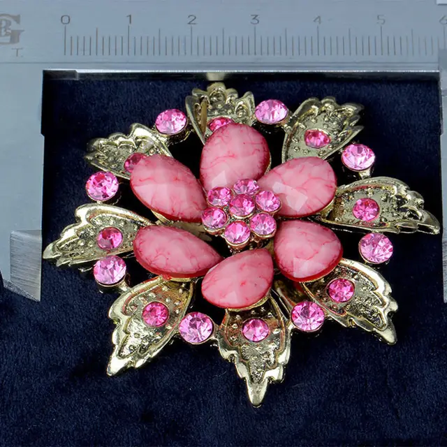 High end Diamond studded Brooch Vintage Corsage Fashion Clothing Red - Shop at LoveMi