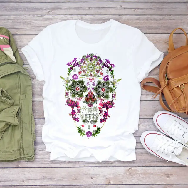 European And American Fashion Design Skull Pattern Printed Men's T shirt Men's Top K866 4 - Shop at LoveMi