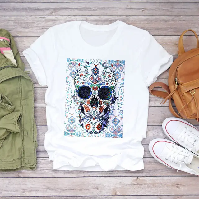 European And American Fashion Design Skull Pattern Printed Men's T shirt Men's Top K866 5 - Shop at LoveMi