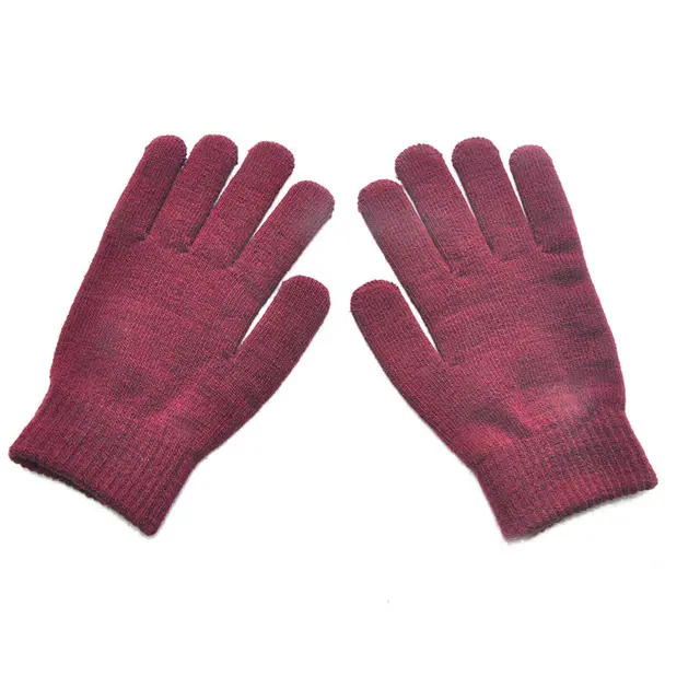 Men's And Women's Knitted Wool Gloves Wine Red - Shop at LoveMi