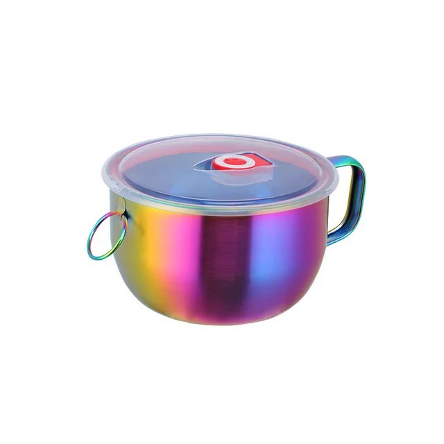 304 Stainless Steel Snack Cup Korean Style Thickened Heat Insulation Large Capacity Lunch Box Instant Noodle Bowl Dormitory Night Snack With Lid ... Magic Color - Shop at LoveMi