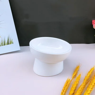 Cat Bowl Ceramic Ice Cream Yogurt Goblet S Slanted Foot Glossy White - Shop at LoveMi