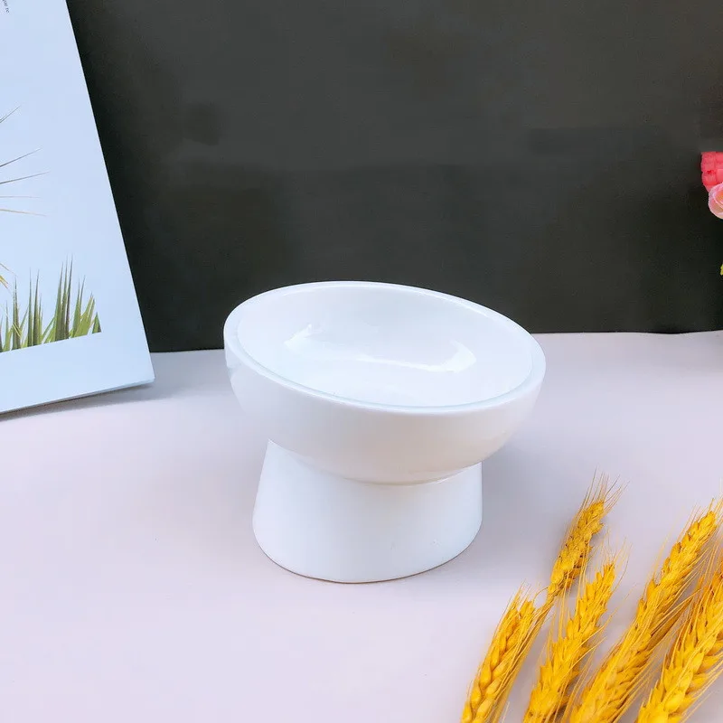 Cat Bowl Ceramic Ice Cream Yogurt Goblet S Slanted Foot Glossy White - Shop at LoveMi