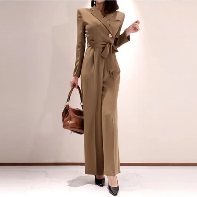 New Ladies Fashion Long sleeved Women's Temperament Slim Jumpsuit Picture Color - Shop at LoveMi