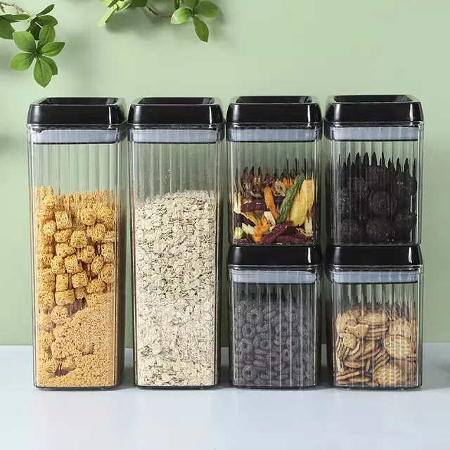 Set Food Storage Kitchen Sealed Jar Set Containers With Lids Black - Shop at LoveMi