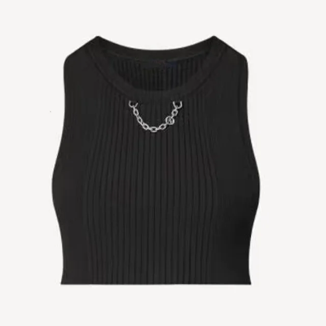 Crew Neck Knit Sleeveless Top Slim Fit Sports Black - Shop at LoveMi
