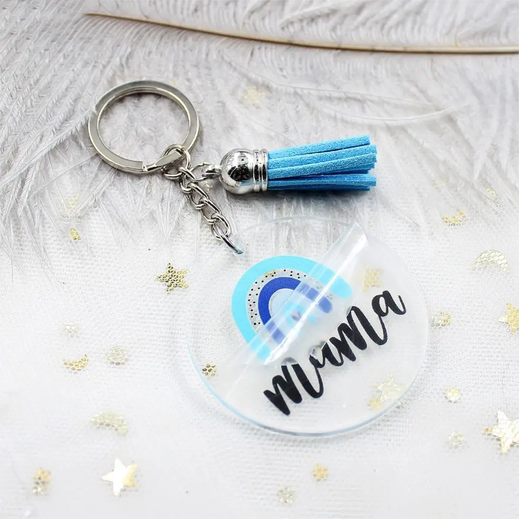 Keychain Ladies Gift Battery Glitter Acrylic - Blue