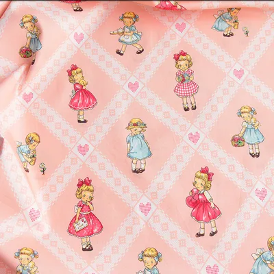 Fabric Printing And Dyeing Cartoon Cotton Floral Print Pink Bottom Rhombus - Shop at LoveMi