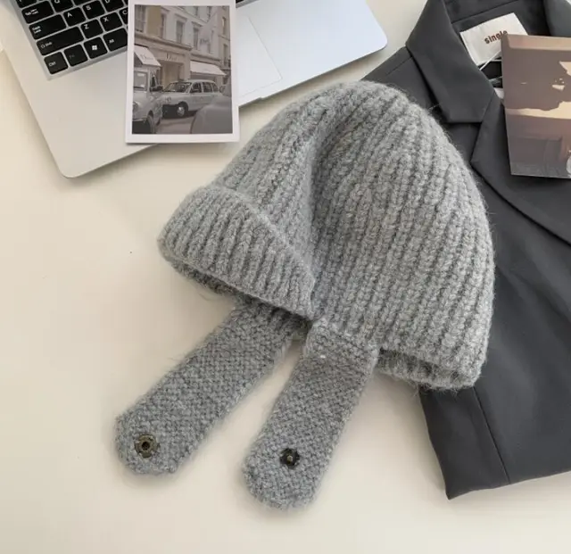 Women's Korean Ins Flight Beanie Grey - Shop at LoveMi