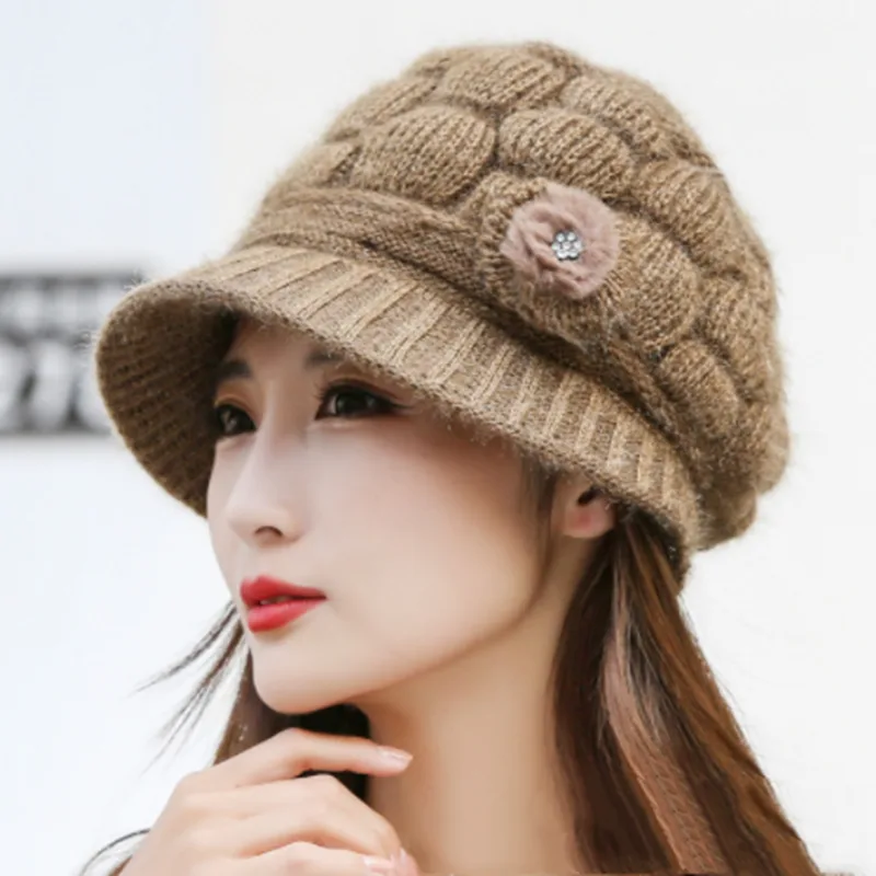 Korean Style Bumpy Beanie With Long Hair And Thick All match Khaki - Shop at LoveMi