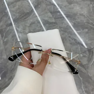 Women's Rimless Transparent Fashion Light Sunglasses - Gold Frame Transparent White