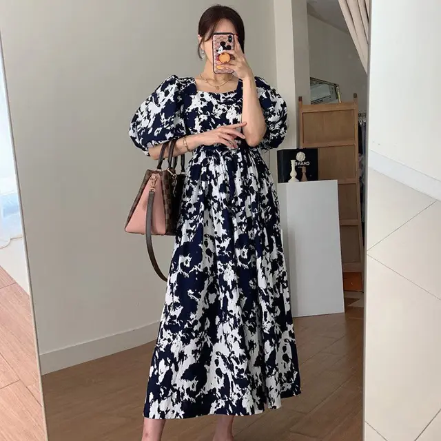 Women's Backless Lace up Loose Lantern Sleeve Dress Black - Shop at LoveMi