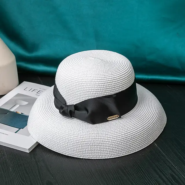 Beach Travel Lampshade Straw Hat Big Brim Ladies White - Shop at LoveMi
