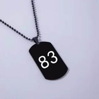 Stainless Steel No 83 Dog Tag Necklace - Black
