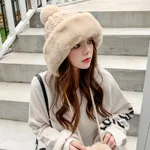 Solid Color Wool Knitted Ear Protection Warm Hat - Beige