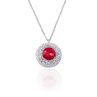 Fashion Polymer Clay Crystal Pendant Necklace - Red
