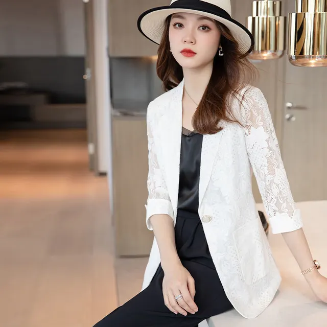 Lace Small Suit Jacket Women's Summer New Design Sense White - Shop at LoveMi