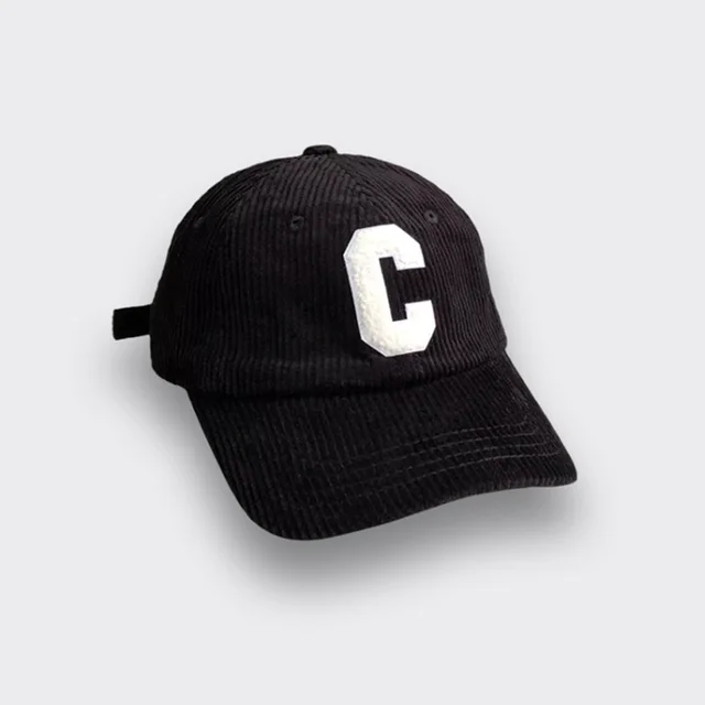 Fashion C Letter Corduroy Baseball Hat Black - Shop at LoveMi