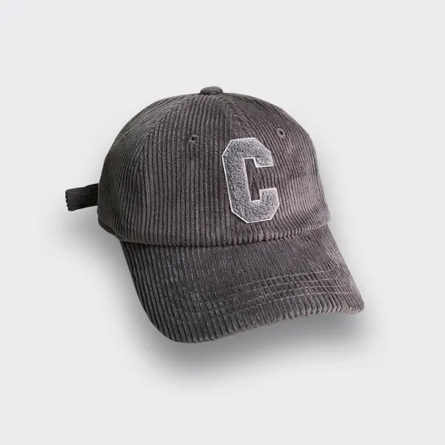 Fashion C Letter Corduroy Baseball Hat Dark Grey - Shop at LoveMi