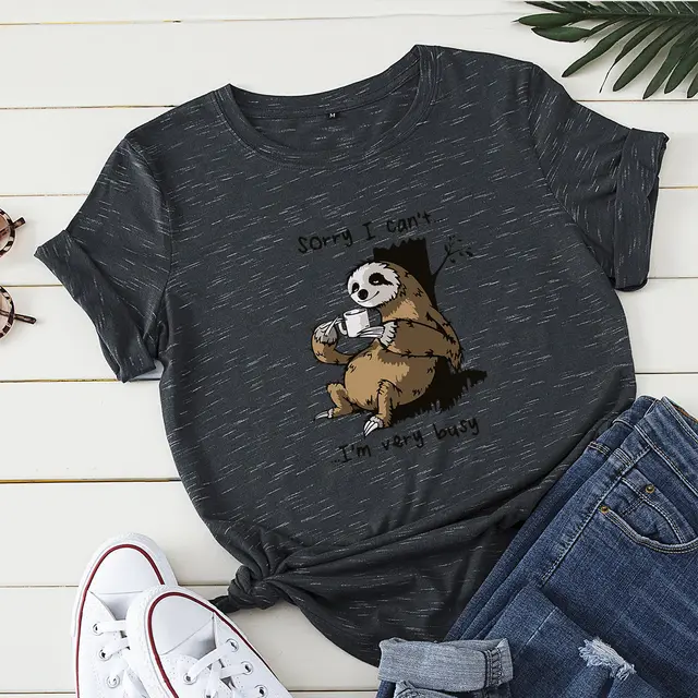 Women's Loose Crew Neck Printed Short Sleeve T Shirt Marble Gray - Shop at LoveMi