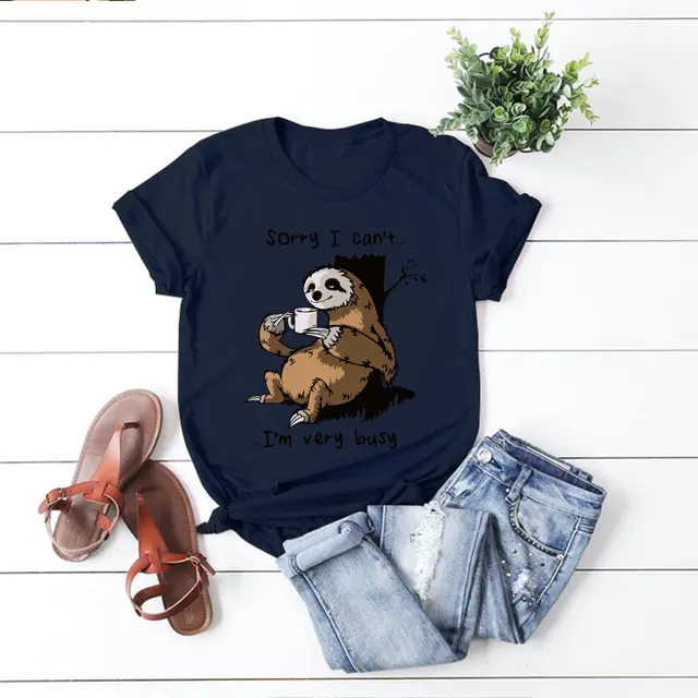 Women's Loose Crew Neck Printed Short Sleeve T Shirt Purplish Blue - Shop at LoveMi