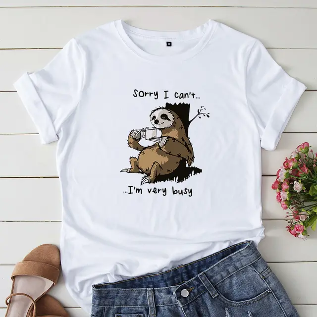 Women's Loose Crew Neck Printed Short Sleeve T Shirt White - Shop at LoveMi