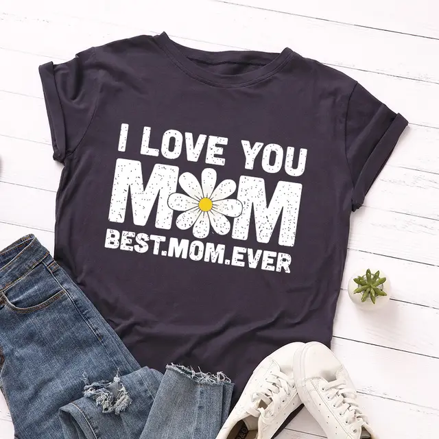 Women's Loose Round Neck Short Sleeve Cotton T Shirt Navy Blue - Shop at LoveMi