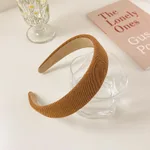Wide Version Thick Solid Color Striped Plaid Headband - Brown